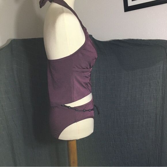 Perry Ellis Burgandy Tankini Size M/L - Picture 3 of 9
